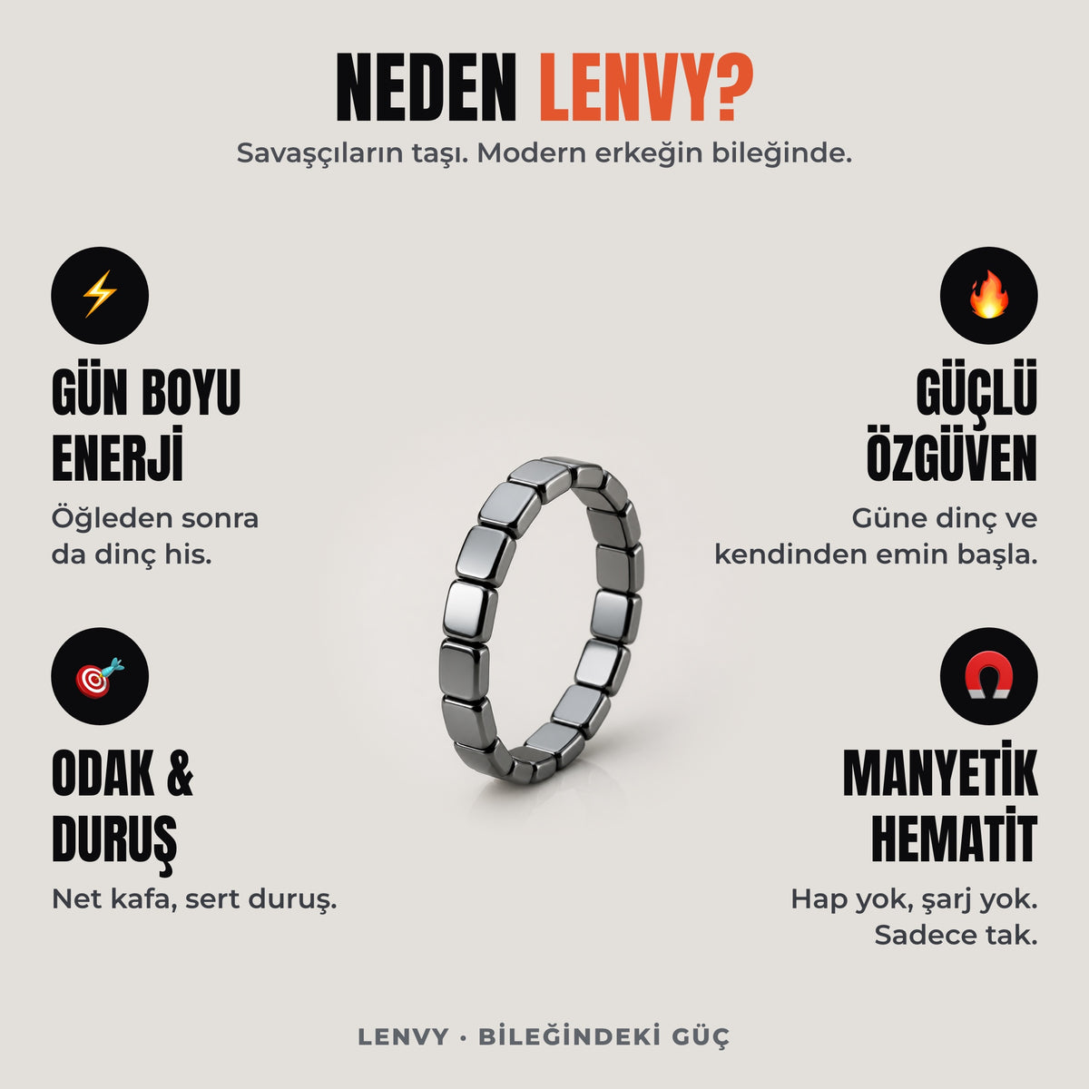 Neden LENVY: gün boyu enerji, özgüven, odak ve manyetik hematit